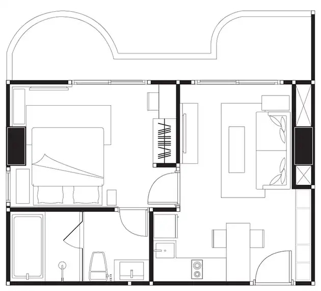 layout 1bedroom42sqm